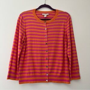 Banana Republic New with Tags Cardigan Pink/Orange Striped Sweater Women's XL